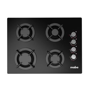 Cubierta de Empotrar Mabe 4 Puestos Vidrio Templado Negra PM6046V0