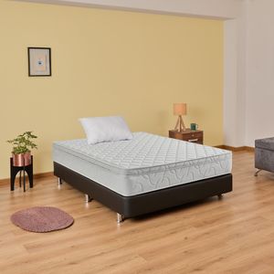 Combo Active Plus 100 x 190 + Somier Pluss M2 Tipo Cuero Negro 100 x 190 + Almohada Fantasía Económica