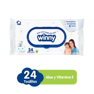 Toallitas Húmedas Winny Aloe Vera y Vitamina E X24 Unds