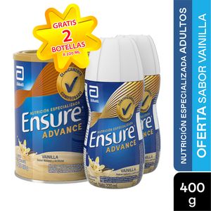 Oferta Ensure Advance Vainilla Polvo 400gr + gratis 2 Ensure Advance Vainilla Liquido 220 ml