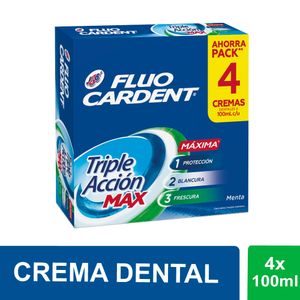 Crema Dental Fluocardent Triple Acción Max x 4 x 100 ml