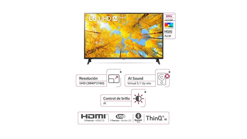 Televisor LG 65 Pulgadas LED Uhd4K Smart TV 65UQ7400PSF