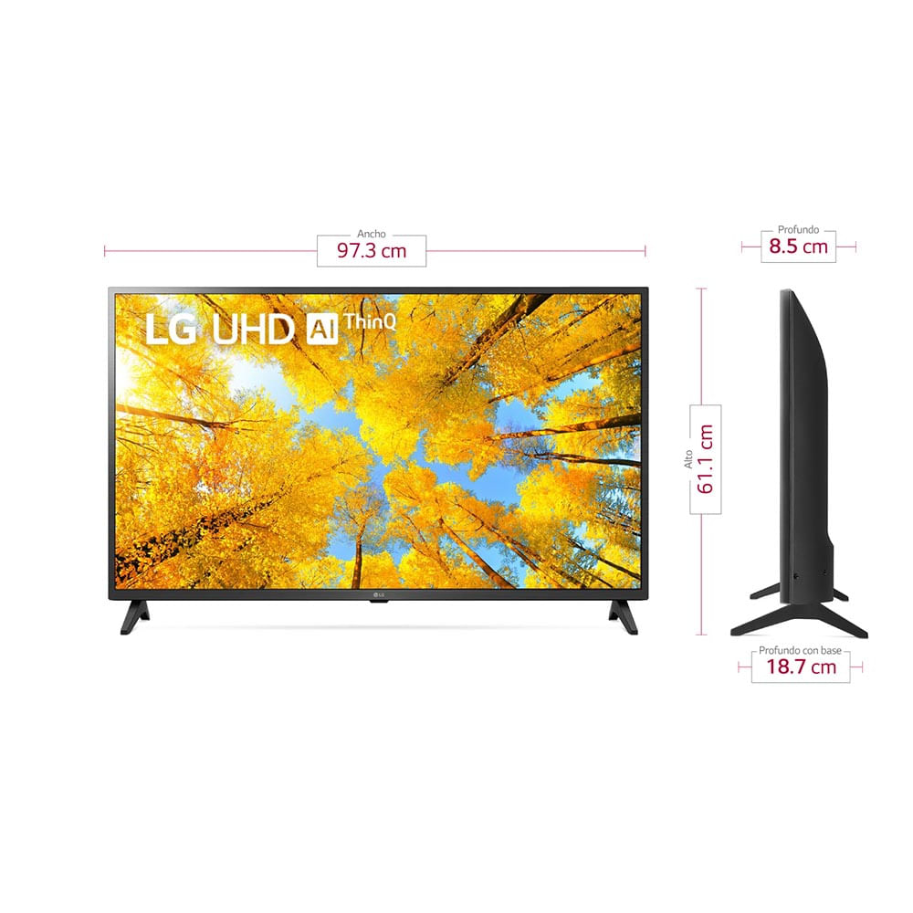Televisor LG 43 UHD, 4K, Procesador IA α5, Smart TV, Control de brillo  AI, Alerta deportes - 43UR7800PSB