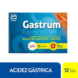 Gastrum 10 Mg Famotidina Acidez Gástrica X12 Tabletas