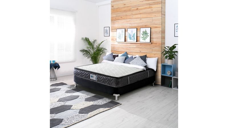 Combo Cama Doble Italia Espaldar + Base Gris Perla Ekonomodo - Olímpica