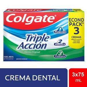 Crema Dental Colgate Triple Acción 75 Ml X3 Unds