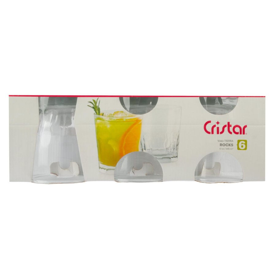 Tierra Juego De 6 Vasos De Vidrio Modernos 345 ml. Cristar Tierra