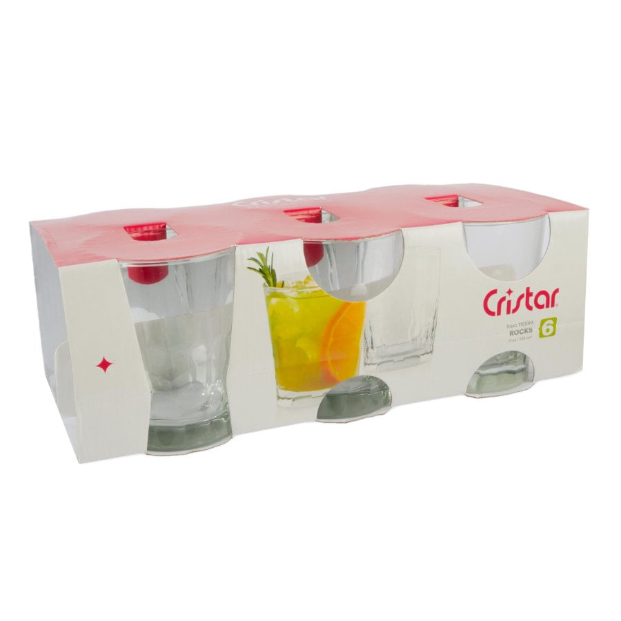 Tierra Juego De 6 Vasos De Vidrio Modernos 345 ml. Cristar Tierra