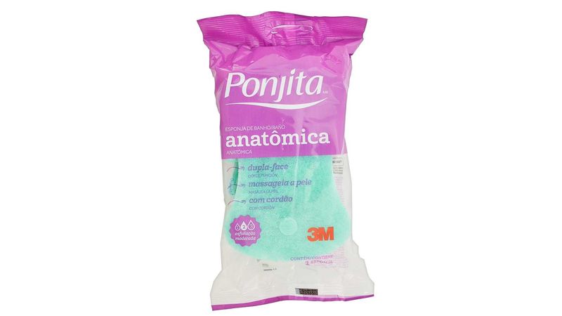 Esponja de Baño Anatómica Ponjita™, Verde, 115 mm x 225 mm, 1 Unidad