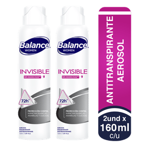 Desodorante Balance Aerosol Invisible Mujer 160 Ml X2 Unds