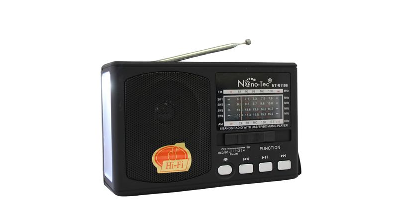 Radio solar recargable negro/rojo Nano-tec