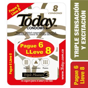 Today Condoms Triple Pleasure Oferta Pague 6 Lleve 8