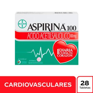 Aspirina® 100 mg Ácido Acetilsalicilico Caja x 28 tab