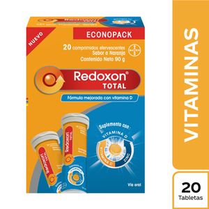 Redoxon®  Total Efervescente Vitamina C + Zinc + Vitamina D Tubo x 20 tab Econopack