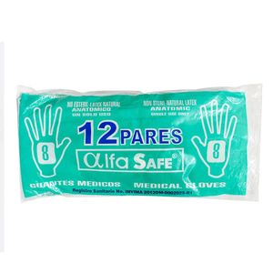 Guante Médico Látex Alfasafe Talla 8 X24 Unds