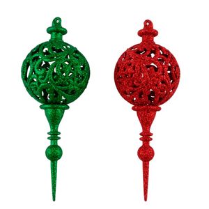 Set X 2 Ornamentos Navideños Importado Rojo/Verde 22Cm